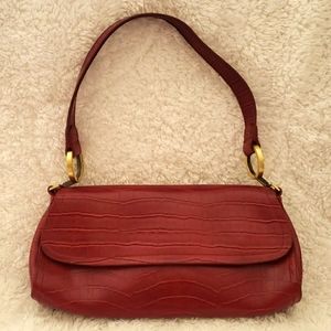 Dark Red Crocodile Feel Purse